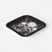 Assiettes En Carton Trois crâne avec Carré de motocyclette Red Chopper (Angulaire)