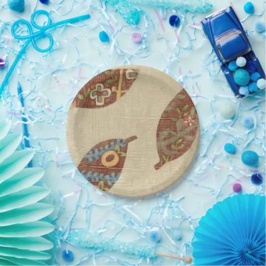 Assiettes En Carton Trois Feuilles sur l'Arrière - plan Texture Linen (Fête)