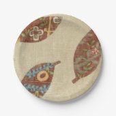 Assiettes En Carton Trois Feuilles sur l'Arrière - plan Texture Linen (Devant)