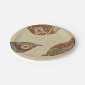 Assiettes En Carton Trois Feuilles sur l'Arrière - plan Texture Linen (Angle)