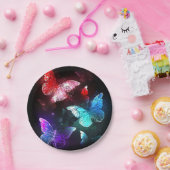 Assiettes En Carton Trois papillons brillants sur l'arrière - plan de (Fête)