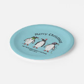 Assiettes En Carton Trois Pingouins Festifs De Noël Avec Texte Personn (Angle)