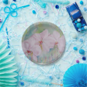 ASSIETTES EN CARTON TROIS PLAQUE DE PAPIER EN ORCHIDES BLANCS (Fête)