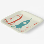 Assiettes En Carton Trois Roquettes Pour Le Voyage Spatial (Angulaire)