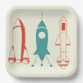 Assiettes En Carton Trois Roquettes Pour Le Voyage Spatial (Recto)