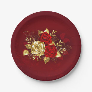 Assiettes En Carton Trois Roses de bijoux