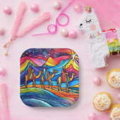 Assiettes En Carton Trois Sages Coloré Vacances de Noël (Fête)