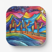 Assiettes En Carton Trois Sages Coloré Vacances de Noël (Recto)