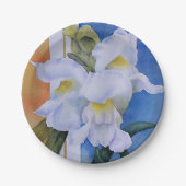 ASSIETTES EN CARTON TROIS SNAPDRAGONS BLANCS PLAQUE DE PAPIER (Devant)