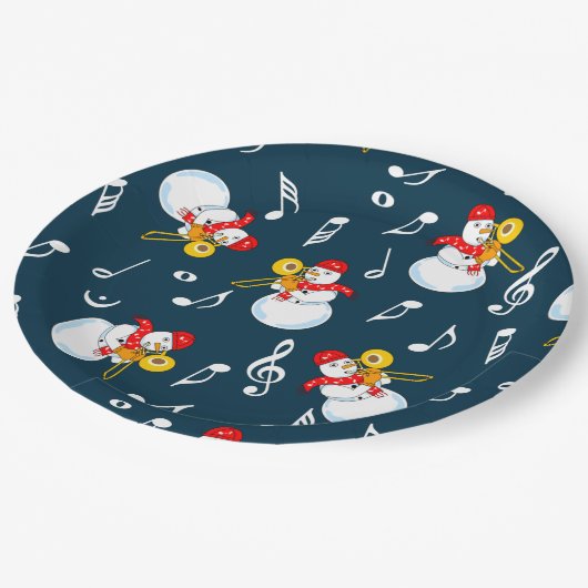 Assiettes En Carton Trombone Snowman Music Notes Motif (Angle)