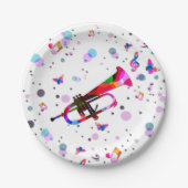 Assiettes En Carton Trompette festive (Devant)