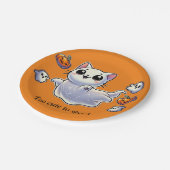 Assiettes En Carton Trop mignon pour effrayer le chat fantôme (Angle)