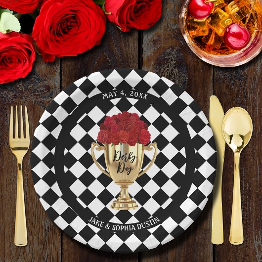 Assiettes En Carton Trophée Derby Day et Roses