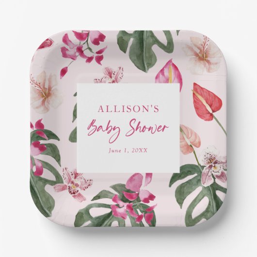 Assiettes En Carton Tropical Baby Shower (Recto)