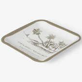 Assiettes En Carton Tropical Beach Palm Tree croquis Pale Gold Mariage (Angulaire)