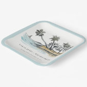 Assiettes En Carton Tropical Beach Palm Tree Sketch Mariage d'aquarell (Angulaire)