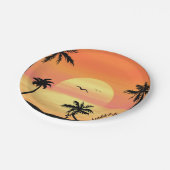 Assiettes En Carton Tropical Beach Sunset Palm Tree Silhouette Art (Angle)