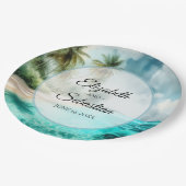 Assiettes En Carton Tropical Beach Watercolor Elegant Wedding (Angle)