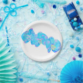 Assiettes En Carton Tropical Blue Turquoise aquarelle orchidée peintur (Fête)