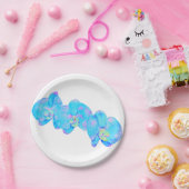 Assiettes En Carton Tropical Blue Turquoise aquarelle orchidée peintur (Fête)