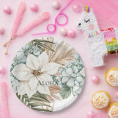 Assiettes En Carton Tropical Blue White Flowers Wedding (Fête)