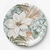 Assiettes En Carton Tropical Blue White Flowers Wedding (Devant)
