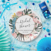 Assiettes En Carton Tropical Chic Flamant Fête de Mariage Florale (Fête)