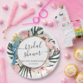 Assiettes En Carton Tropical Chic Flamant Fleurs Fête de Mariage (Fête)
