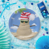 Assiettes En Carton Tropical Christmas Sand Snowman (Fête)