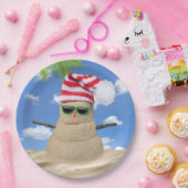 Assiettes En Carton Tropical Christmas Sand Snowman (Fête)