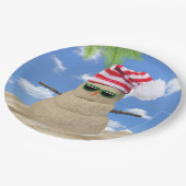 Assiettes En Carton Tropical Christmas Sand Snowman (Angle)