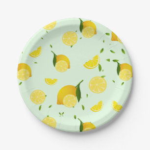 Assiettes En Carton Tropical coloré Citrus SUMMER Orange lemon Slice