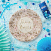 Assiettes En Carton Tropical Feuille Cream Blush Gold Parties scintill (Fête)