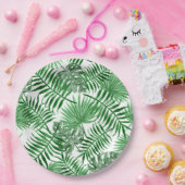 Assiettes En Carton Tropical Green Palm Feuille Summer Art Motif (Fête)