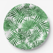 Assiettes En Carton Tropical Green Palm Feuille Summer Art Motif (Devant)