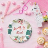 Assiettes En Carton Tropical Hawaiian Sweet 16 Plaque papier d'anniver (Fête)
