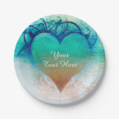 Assiettes En Carton Tropical Heart Blue Grunge Beach Party (Devant)