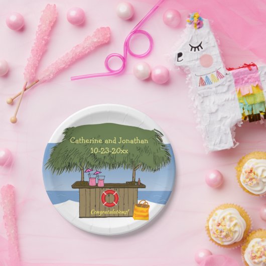 Assiettes En Carton Tropical Island Tiki Hut Bar Thème Mariage Été (Fête)