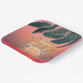 Assiettes En Carton Tropical Isle Sunrise Mariage rose V2 ID581 (Angulaire)