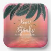 Assiettes En Carton Tropical Isle Sunrise Mariage rose V2 ID581 (Recto)