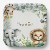 Assiettes En Carton Tropical Jungle Safari Animaux Green Feuilles Part (Recto)