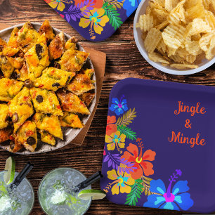 Assiettes En Carton Tropical Luau Party Hibiscus Libellé personnalisé