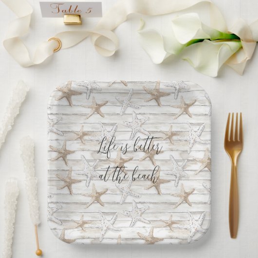 Assiettes En Carton Tropical Ocean Beach Starfish Mariage (Mariage)