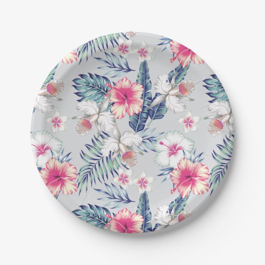 Assiettes En Carton Tropical Orchid Floral (Devant)