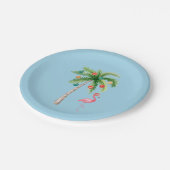 Assiettes En Carton Tropical Palm Tree Flamant rose Fête de Vacances (Angle)