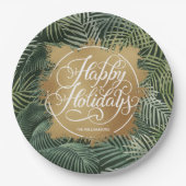 Assiettes En Carton Tropical Palms Gold Faux Foil (Devant)