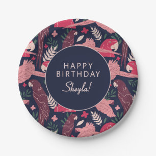 Assiettes En Carton Tropical Parrot Joyeux Anniversaire Fête Personnal