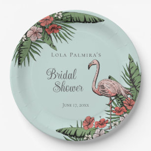Assiettes En Carton Tropical Pink Flamingo Hibiscus Baby Shower Mariag