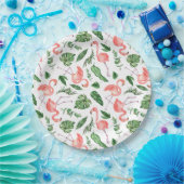 Assiettes En Carton Tropical Pink Flamingo Pattern v2 (Fête)