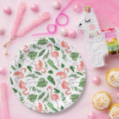 Assiettes En Carton Tropical Pink Flamingo Pattern v2 (Fête)